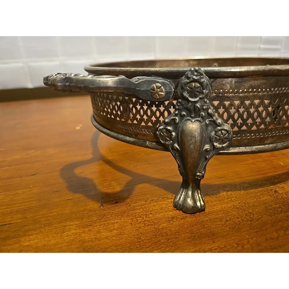 Silver Plate Casserole Dish‎ Holder, 9